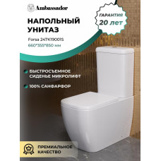 Унитаз Ambassador Forsa 247K19001S 64,5х35,5, Напольный, Прямоугольная, Белый, Дюропласт