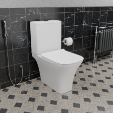 Унитаз CeramaLux 1215A, Напольный, Квадратная, Белый глянцевый, Бело-глянцевый, Фаянс