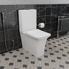 Унитаз CeramaLux 1222-1A, Напольный, Квадратная, Белый глянцевый, Бело-глянцевый, Фаянс
