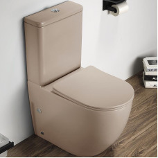 Унитаз CeramaLux 2166XMC, Напольный, Безободковый, Круглая, Капучино, Фаянс