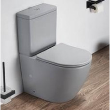 Унитаз CeramaLux 2166XMH, Напольный, Безободковый, Круглая, Серый матовый, Светло-серый матовый, Фаянс