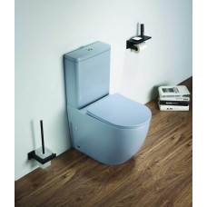 Унитаз CeramaLux 2166XMHL, Напольный, Безободковый, Круглая, Голубой матовый, Фаянс