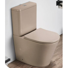Унитаз CeramaLux 2179XMC, Напольный, Безободковый, Круглая, Капучино, Фаянс