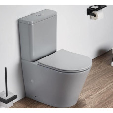 Унитаз CeramaLux 2179XMH, Напольный, Безободковый, Круглая, Серый матовый, Светло-серый матовый, Фаянс