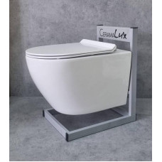 Унитаз CeramaLux 2196-2, Подвесной, Безободковый, Круглая, Белый, Фаянс