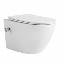 Унитаз-биде CeramaLux 2196-BD, Подвесной, Безободковый, Овальная, Белый, Фаянс Унитаз-биде CeramaLux 2196-BD, Подвесной, Безободковый, Овальная, Белый, Фаянс
