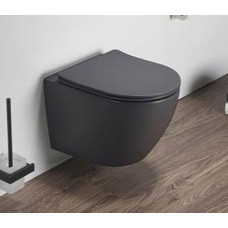 Унитаз CeramaLux 2197MDH, Подвесной, Безободковый, Круглая, Серый матовый, Темно-серый матовый, Фаянс
