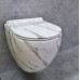 Унитаз CeramaLux 2213-K, Подвесной, Безободковый, Круглая, Белый, Белый мрамор, Фаянс Унитаз CeramaLux 2213-K, Подвесной, Безободковый, Круглая, Белый, Белый мрамор, Фаянс