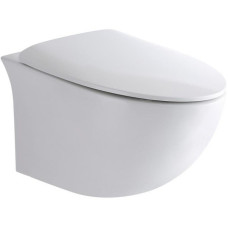 Унитаз CeramaLux 2297, Подвесной, Безободковый, Круглая, Белый глянцевый, Фаянс
