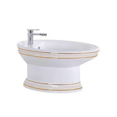 Биде CeramaLux 4285, Золото, Овальная, Бело-золотой, Фаянс