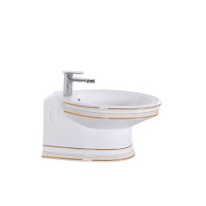 Биде CeramaLux 4289, Золото, Овальная, Бело-золотой, Фаянс