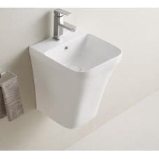 Раковина CeramaLux 500P, Подвесной, Прямоугольная, Белый глянцевый, Фаянс