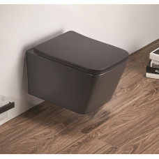 Унитаз CeramaLux 5170MDH, Подвесной, Безободковый, Прямоугольная, Серый матовый, Темно-серый матовый, Фаянс