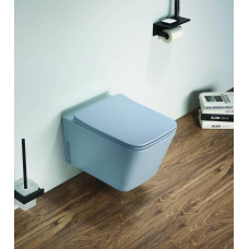 Унитаз CeramaLux 5170MHL, Подвесной, Безободковый, Прямоугольная, Голубой матовый, Фаянс