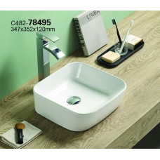 Умывальник CeramaLux 78495, Накладная, Прямоугольная, Белый глянцевый, Фаянс