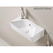 Раковина CeramaLux 78578R, Подвесной, Прямоугольная, Белый глянцевый, Фаянс