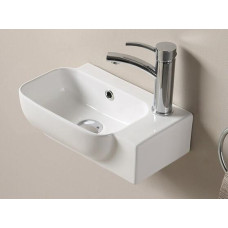Раковина CeramaLux 78580L, Подвесной, Прямоугольная, Белый глянцевый, Фаянс