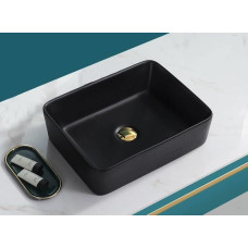 Умывальник CeramaLux 9103MB, Накладная, Прямоугольная, Черный матовый, Фаянс