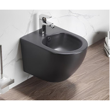 Биде CeramaLux Antica B2342BDMDH, Серый матовый, Подвесной, Круглая, Темно-серый матовый, Фаянс