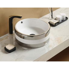Умывальник CeramaLux C1056, Накладная, Круглая, Белый, Фаянс