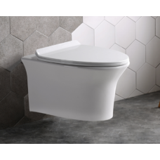 Унитаз CeramaLux CL2100, Подвесной, Круглая, Белый глянцевый, Бело-глянцевый, Фаянс
