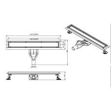 Душевой трап CeramaLux CL6138G-60 64 см, Золото, Прямоугольная, Металл