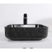 Умывальник CeramaLux D1303H004, Накладная, Прямоугольная, Черный, Фаянс