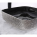 Умывальник CeramaLux D1303H020, Накладная, Прямоугольная, Черный, Фаянс