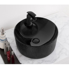 Умывальник CeramaLux D1306H004, Накладная, Круглая, Черный, Фаянс