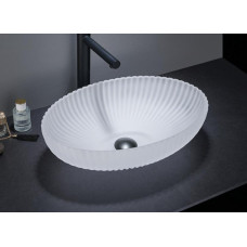 Раковина CeramaLux GL49-JA, Накладная, Овальная, Белый матовый, Стекло Раковина CeramaLux GL49-JA, Накладная, Овальная, Белый матовый, Стекло