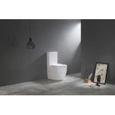 Унитаз CeramaLux TR2176, Напольный, Безободковый, Круглая, Белый глянцевый, Фаянс