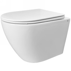 Унитаз CeramaLux Antica TR2196ZK, Подвесной, Безободковый, Овальная, Белый глянцевый, Фаянс