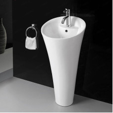 Умывальник CeramaLux WK8100-1, Напольный, Круглая, Белый, Фаянс