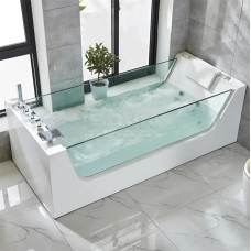 Ванна Ceruttispa C-453A 180х80, прямоугольная, белый глянцевый, акрил, гидромассаж, пристенная