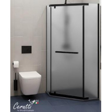 Душевое ограждение Ceruttispa CHIKA ZP91BF 90х90, Черный, Распашные, Стекло