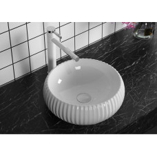 Раковина Ceruttispa CR0007 40,5х40,5, Накладная, Круглая, ребристая, Белый, Керамика отверстие под