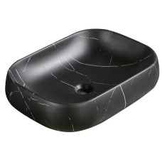 Раковина Ceruttispa Aco CR0086 MMB1 56,5х40, Накладная, Прямоугольная, Черный мрамор матовый, Керамика отверстие под