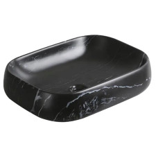 Раковина Ceruttispa Aco CR0086 MMB2 56,5х40, Накладная, Прямоугольная, Черный мрамор матовый, Керамика отверстие под