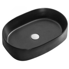 Раковина Ceruttispa Aco CR2691 56х39, Накладная, Овальная, Черный матовый, Керамика отверстие под