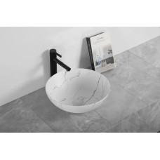 Раковина Ceruttispa Barbaria Aria CR3301MWM2 40х40, Накладная, Круглая, Мрамор матовый белый, Керамика отверстие под