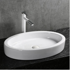 Раковина Ceruttispa CR7045 63х41,5, Накладная, Овальная, Белый, Керамика отверстие под