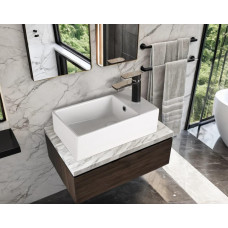 Раковина Ceruttispa Aco CR7098D 48х240, Накладная, Прямоугольная, Белый, Керамика отверстие под