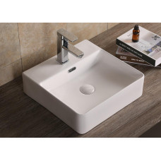 Раковина Ceruttispa Aco CR7602B 42х42, Накладная, Прямоугольная, Белый, Керамика отверстие под