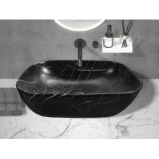 Раковина Ceruttispa CR8217MMB 50х39,5, Накладная, Прямоугольная, Черный матовый, Черный матовый мрамор, Керамика отверстие под