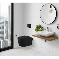 Унитаз Ceruttispa Sella CT10016 48х36, Подвесной, Безободковый, Овальная, Черный матовый, Керамика