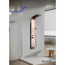 Душевая панель Ceruttispa Celia СТ10406 150х220, Настенный, Розовое золото, Нержавеющая сталь