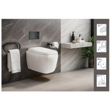 Унитаз Ceruttispa Romina CT10613 52х34,5, Подвесной, Безободковый, Прямоугольная, Белый, Керамика