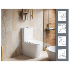 Унитаз Ceruttispa Manlio CT10618 63х35, Напольный, Безободковый, Прямоугольная, Белый, Керамика
