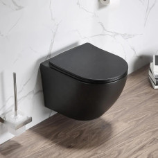Унитаз Ceruttispa Ticino CT8918 48,5х36,5, Подвесной, Безободковый, Овальная, Черный матовый, Керамика