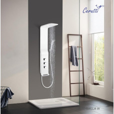Душевая панель Ceruttispa Sella СТ8988 135х35, Настенный, Белый глянцевый, Нержавеющая сталь